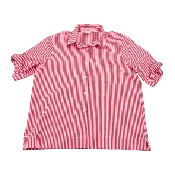 Vintage Coral Striped Women's Large Blouse By Company Collection Short Sleeve - Picture 1 of 4